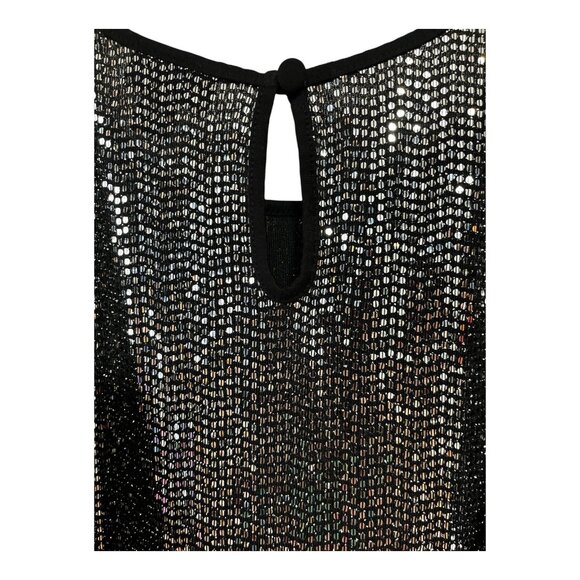 Torrid Women’s Plus Size 2 Black Silver Metallic Tank Top Keyhole Back Party Blo - Picture 5 of 6